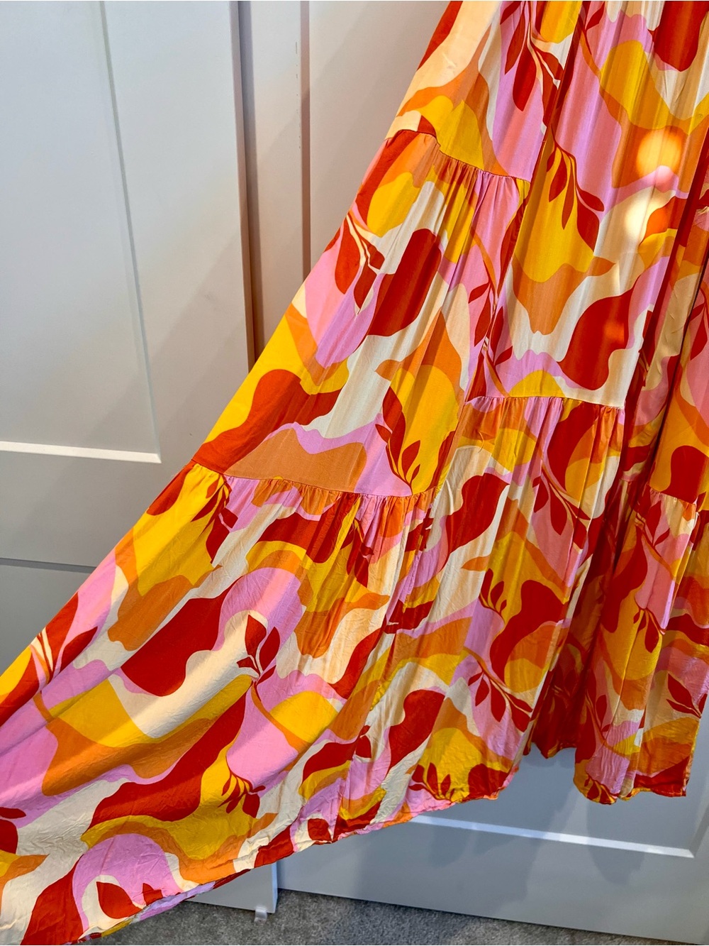 Anthropologie Abel The Label Tiered Maxi Dress Large Retro Floral Boho - Picture 5 of 9